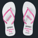 Tongs Bachelorette Party Favoriser la typographie modern<br><div class="desc">Ces tongs de typographie moderne sont un parfait simple remerciement pour toute mariée qui organise une fête de bachelerotte en été ou à la plage ! Personnalisez avec le nom de la mariée,  le nom de votre demoiselle d'honneur/ami et la date de la fête de bachelorette.</div>