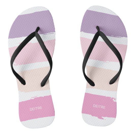 Tongs Baguette à lèvres rose et violet rayures Flip Flop (Semelle)