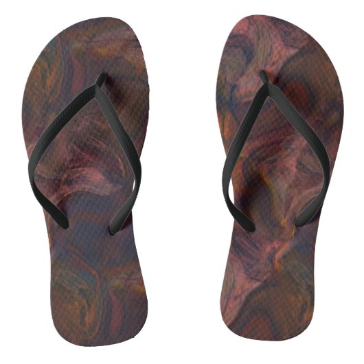 Tongs Balayage en marbre rose, bleu et orange Abstrait (Semelle)