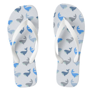 Tongs Baleine moderne mignonne Motif illustré bleu