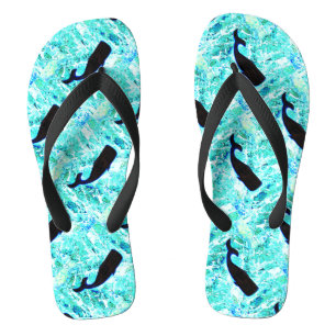 Tongs baleines noires nageant bleu Thunder_Cove