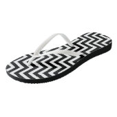 Tongs Bande de Chevron noire et blanche moyenne diagonal (Incliné)