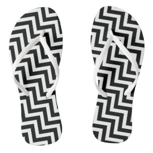 Tongs Bande de Chevron noire et blanche moyenne diagonal