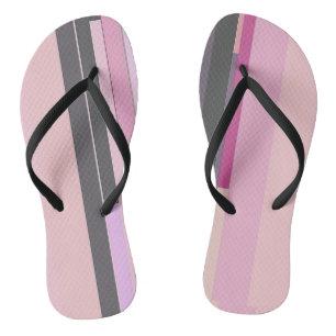Tongs Bandes abstraites roses et grises