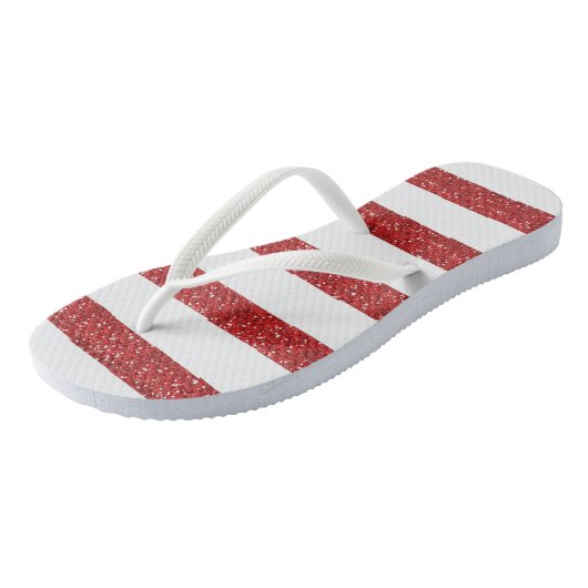 Tongs Bandes de Parties scintillant rouges (Incliné)