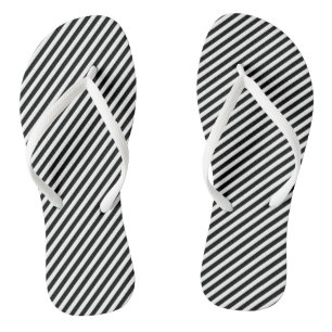 Tongs Bandes diagonales noires et blanches