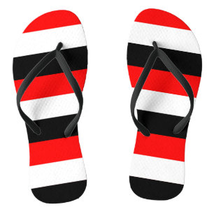 Tongs Bandes noires, blanches et rouges