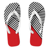 Tongs Bandes noires et blanches avec triangle rouge (Semelle)