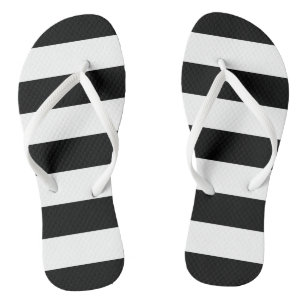 Tongs Bandes noires et blanches, Motif rayé, Lignes