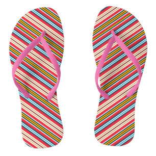 Tongs Bandes Plaid Multicolores Motif-57666