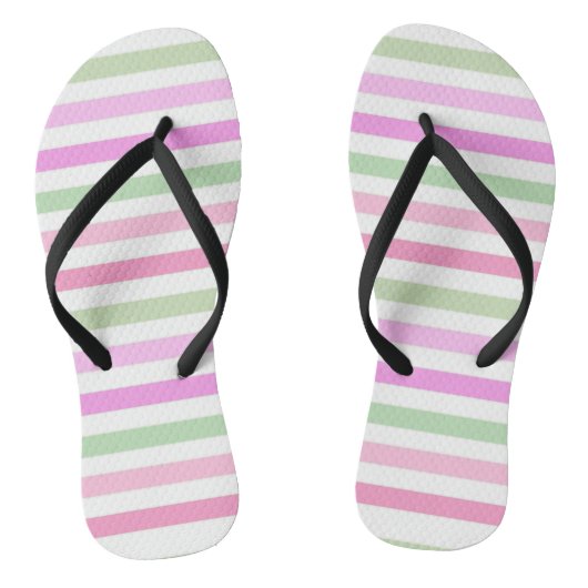Tongs Bandes, rose, vert (Semelle)