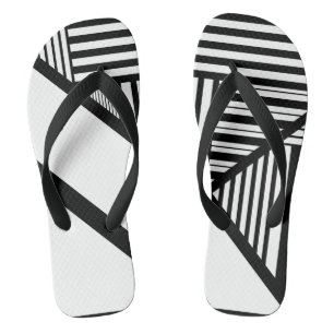 Tongs Bandes triangulaires en noir et blanc