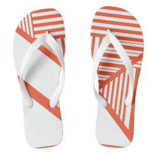 Tongs Bandes triangulaires - Orange et Blanc