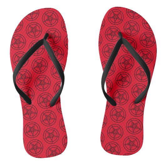 Tongs Baphomet rouge Pentagram Satanique (Semelle)