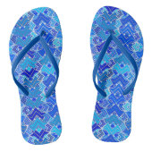 Tongs Batik Tribal Print, Cobalt et Cerulean Blue (Semelle)