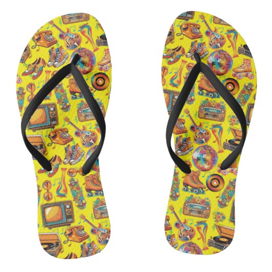 Tongs Battez Retro Patternx4 B Jaune BG (Semelle)