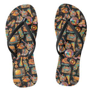 Tongs Battez Retro Patternx4 Black BG