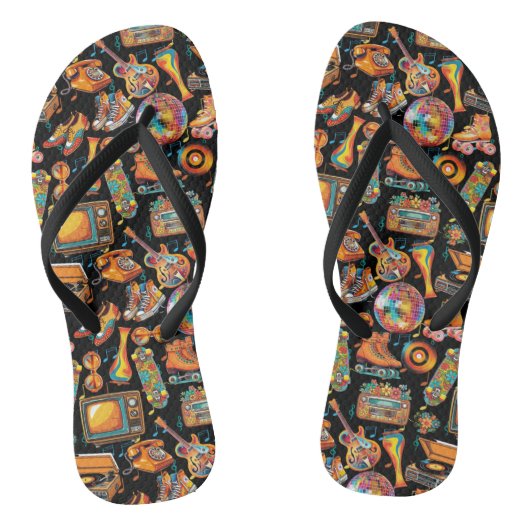 Tongs Battez Retro Patternx4 Black BG (Semelle)