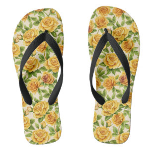 Tongs Beau Motif sans couture des Roses Jaunes
