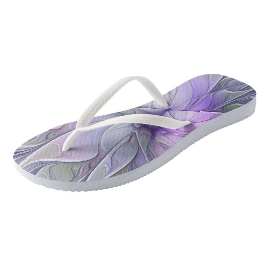 Tongs Beauté étonnante Fleur d'art Abstrait fractal mode (Incliné)