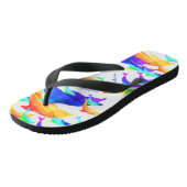 Tongs Beaux dauphins en arc-en-ciel avec prénom (Incliné)