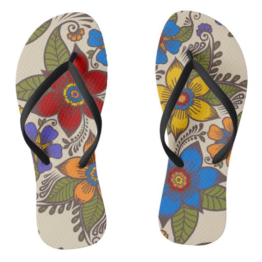 Tongs Belle Conception Florale Retro Boho (Semelle)