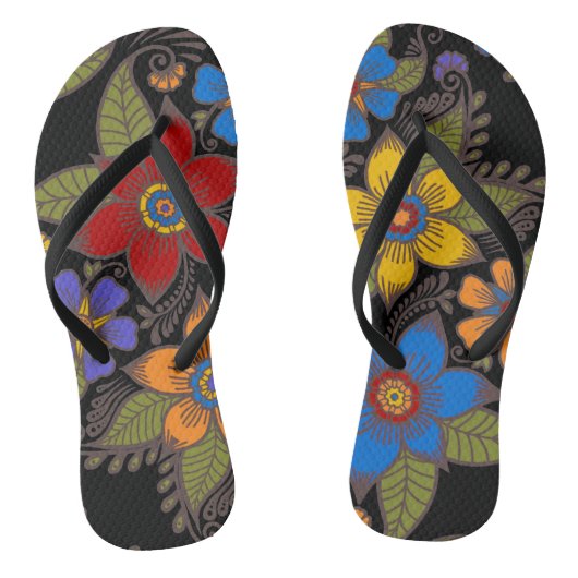Tongs Belle Conception Florale Retro Boho (Semelle)