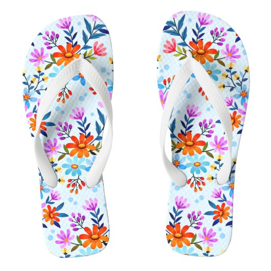 Tongs Belles Fleurs Et Motif Feuille (Semelle)