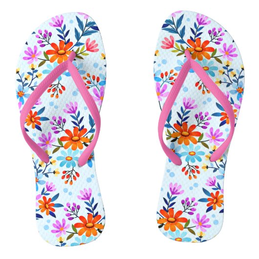 Tongs Belles Fleurs Et Motif Feuille (Semelle)