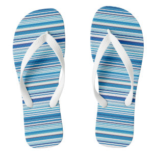 Tongs Belles rayures blanches bleues