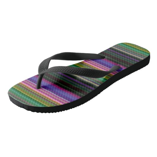 Tongs Belles rayures colorées rétro (Incliné)