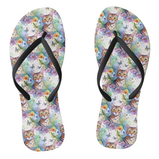 Tongs Bengale Chat et Fleurs Flip Flop (Semelle)