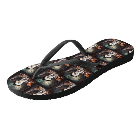 Tongs Bichon Frise Citrouilles Halloween effrayant (Incliné)