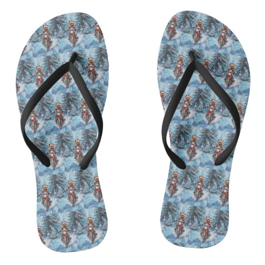 Tongs Biewer Terrier Chien équitation Moto Noël (Semelle)