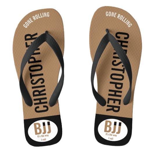 Tongs BJJ Brown Belt Rolling Ajouter Votre Nom Jiu Jitsu (Semelle)