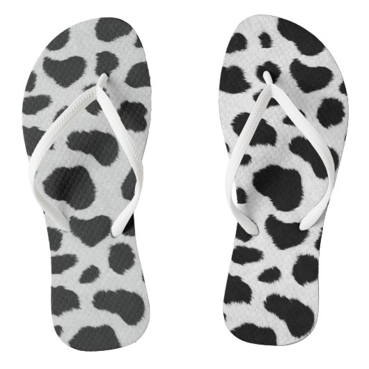 Tongs Black and white cow spots pattern fur texture (Semelle)