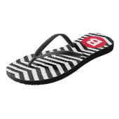 Tongs Black and White Zig Zag Pattern Red Monogram (Incliné)