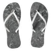 Tongs Black et Marbre blanc Swirl Abstrait (Semelle)