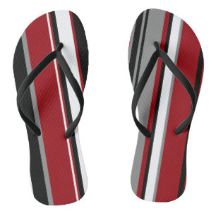 Tongs Black, Gray Red and White Stripes
