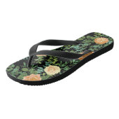 Tongs Black & Peach Mariage Floral moderne (Incliné)