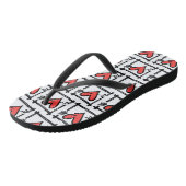 Tongs Black & Red Love Heart Flip Flops (Incliné)