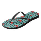 Tongs Black & Red Love Heart Flip Flops (Incliné)