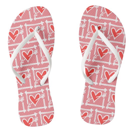Tongs Black & Red Love Heart Flip Flops (Semelle)