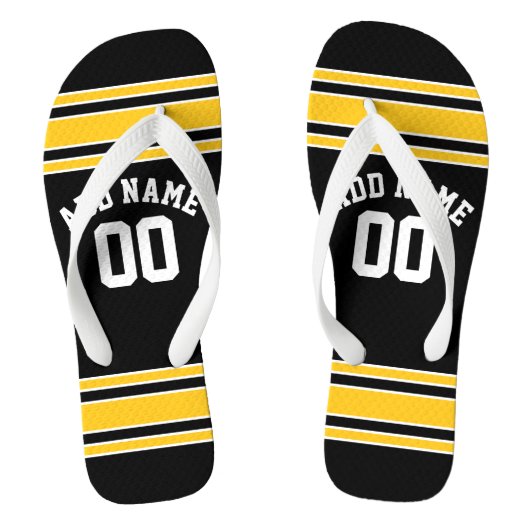 Tongs Black Sports Jersey Nom personnalisé Numéro (Semelle)