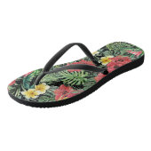 Tongs Black Tropical Floral Pattes Flip Flops (Incliné)