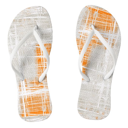 Tongs Blanc gris orange abstrait (Semelle)