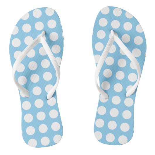 Tongs Blanc sur Bébé Bleu Grand Pois horizontaux (Semelle)
