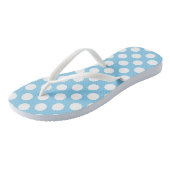 Tongs Blanc sur Bébé Bleu Grand Taille Pois (Incliné)