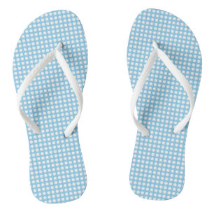 Tongs Blanc sur Bébé Bleu Petits Pois horizontaux