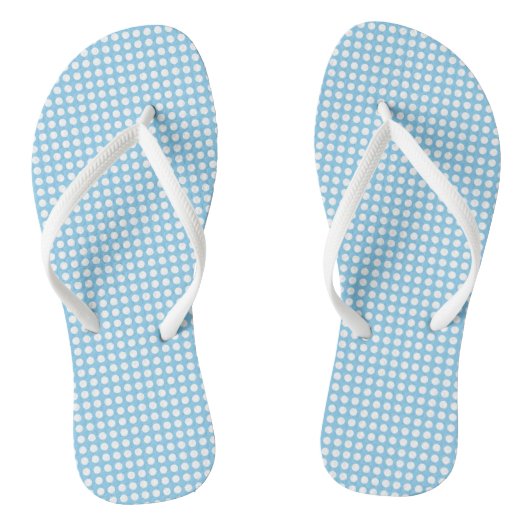 Tongs Blanc sur Bébé Bleu Petits Pois horizontaux (Semelle)
